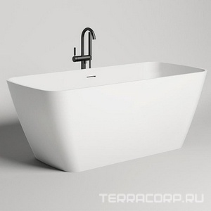 Ванна 1800х810хh660мм, отдельностоящая, литой камень S-Stone, матовый, цв.белый, донный клапан Up&Down цв.белый в компл.,  ZZ Salini Agatha 100221M