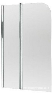 Штора на ванну 1100хh1452мм, "Левая", стационарн.сегмент 435мм, поворотный 650мм, (стекло 6мм прозрачн., полиров.алюминий/хром),  ZZ Provex Vario 2001 KV 05 GL L