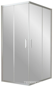 Душевое ограждение , 1100x800x1900 мм,  профиль матовый хром, стекло шиншилла, БЕЗ поддона ZZ Vegas Glass ZA-F ZA-F 110*80 07 02