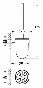 Ерш для унитаза, настенный, , хром ZZ Grohe Essentials Cube 40513001