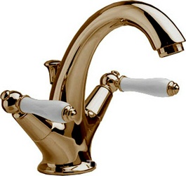 Смеситель для раковины, с д/к (цв. бронза, ручки цв. белый), Fantastica XX