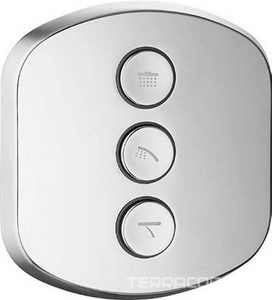 Переключатель встраиваемый в стену, на 3 потребителя, кнопочный, (цв.хром),  ZZ Cezares Globo GLOBO-F-DEV3-B-01