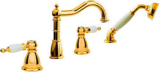 Смеситель врезной для ванны на четыре отверстия Oro, цв.золото ZZ