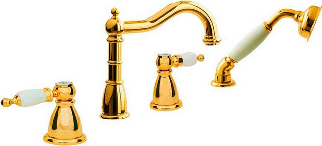 Смеситель врезной для ванны на четыре отверстия Oro, цв.золото ZZ Boheme Provance 395