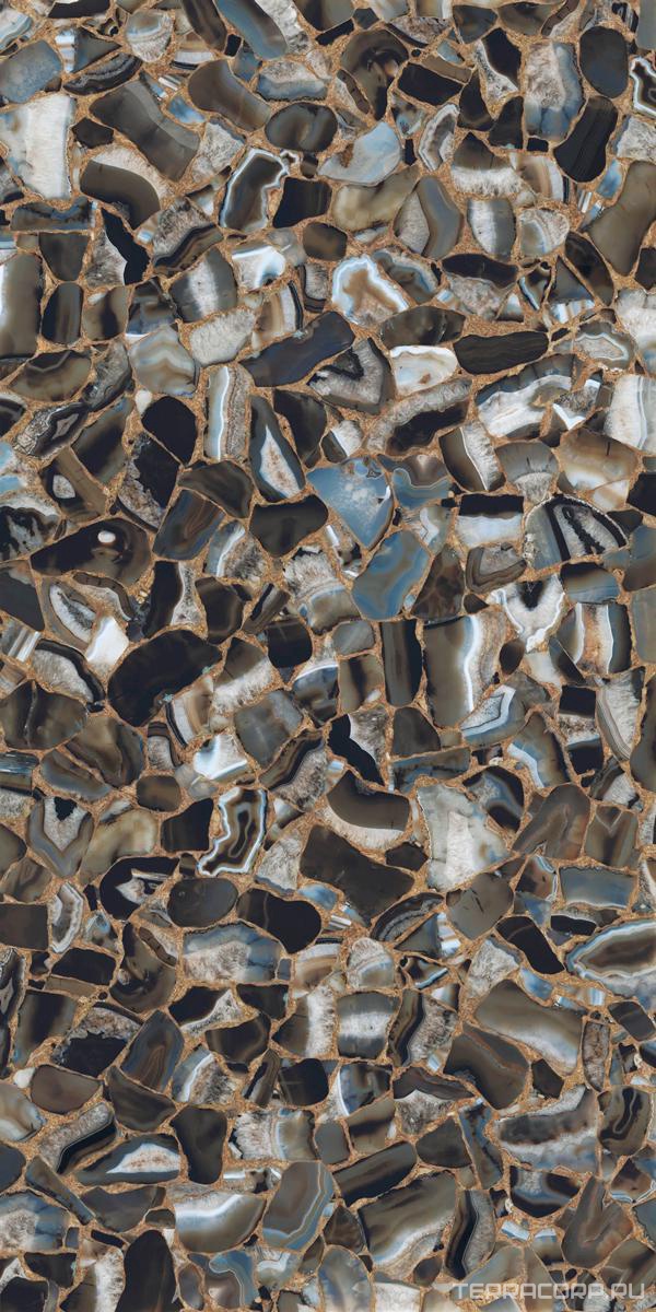 Керамогранит Ariostea Ultra Agata Agata Black Lucidato (Shiny) 6 mm 150x300 Комбинированный, фото 3