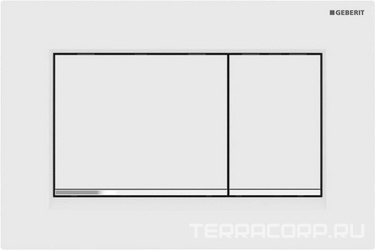 Клавиша двойного смыва, (панель и клавиши цв.белый матовый лак, полоски глянцевый хром), Sigma30 ZZ