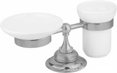 Стакан и мыльница настольные керамические, (цв.хром),  ZZ Cezares Aphrodite APHRODITE-STTP-01