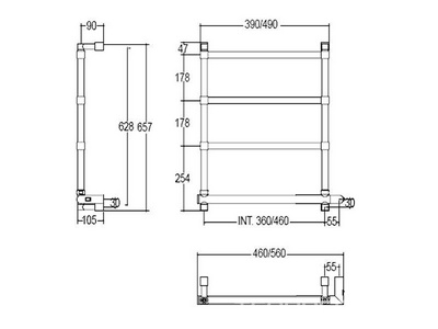 Полотенцесушитель 560(490)хh665x105мм, (эл.+Box, подключение слева!!!), (цв.хром), Margaroli ZZ Margaroli Sole 542/TQ-560x657-460/4M+Box (CR / эл + Box СЛЕВА)