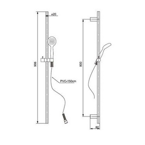 Душевой гарнитур, стойка h900мм, лейка д/д ручн., шланг, (цв.хром),  ZZ Paini Bergamo BRCR121L9