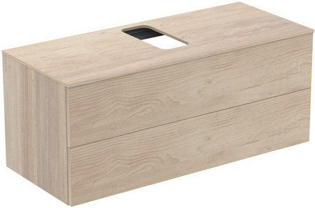 Тумба подвесная 1200х500хh502мм, 2 нажимн.ящика, 0х500хh502мм, 2 нажимн.ящика, со столешн. и вырезом д/рак,крепёж в компл,(цв.серый камень),  ZZ Ideal Standard Adapto U8598FF