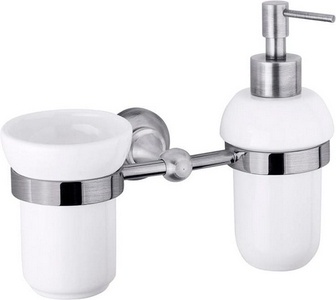 Стакан и дозатор настенные керамические, (цв.хром),  ZZ Cezares Aphrodite APHRODITE-TDTS-01