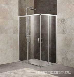 Душевой уголок 900(750-900)х900(750-900)хh1900мм, слдвижные двери, квадрат, (стекло рифленое Punto 5мм, фурн.цв.хром),  ZZ BelBagno Unique UNIQUE-A-2-75/90-P-Cr