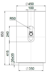 Раковина 450х450хh850мм, напольн, кругл, без отв.д/смес.и перел., литой камень S-Sense, глянцев, донный клап.Up&Down цв.белый в компл.,  01 Salini Armonia 130111G
