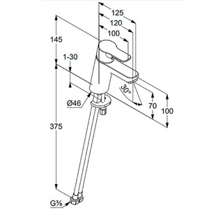 Смеситель для раковины, БЕЗ донного клапана, хром Kludi Pure&Easy 370280565
