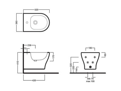 Биде подвесное, 35,5х54см, с 1 отв.д/смесит., крепёж в компл.,  ZZ Hatria Beat Y1ZT01