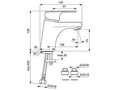 Смеситель для раковины "", БЕЗ донного клапана KL Vidima Флоу BA221AA