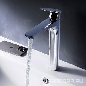 Смеситель для раковины  высокий, БЕЗ донного клапана, цв.хром AMPM Gem F90A92000