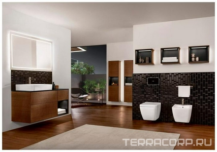 Биде подвесное, 375х560мм, с 1 отв.д/смес., запираемый донный клапан с керамич.крышкой, крепёж в компл., (цв.R2 Star white cer+),  ZZ Villeroy & Boch Finion 446500R2