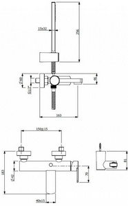 Смеситель для ванны, лейка, шланг, кронштейн в компл., (цв.черный матовый),  ZZ Cezares Glam GLAM-VDM1-NOP