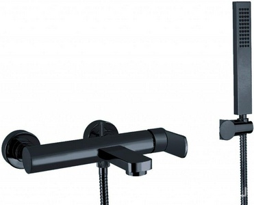 Смеситель для ванны, лейка, шланг, кронштейн в компл., (цв.черный матовый),  ZZ Cezares Glam GLAM-VDM1-NOP