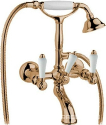 Смеситель для ванны с душевым гарнитуром  (цв. Antique gold, ручки El Capitan), Nicolazzi ZZ