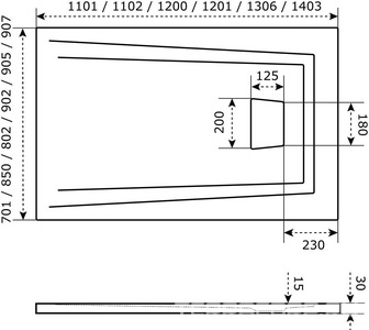 Поддон "" 110x80, прямоугольный, плоский, литьевой мрамор, без сифона ZZ Bas Атриум ЛП00001