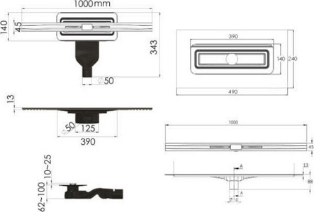 Душевой трап Berges Wasserhaus Simpel 100 см ZZ Berges Универсал 091113