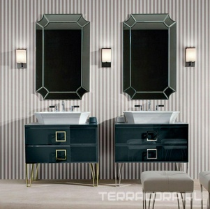 База под 1 раковину 880х510хh44см, с двумя выдвиж. ящиками (цв. G19 тёмносиний глянец/стекло),  ZZ Oasis Daphne 1450882CV G19