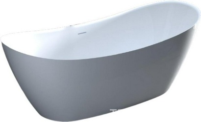 Ванна 1850х780хh720мм, отдельностоящая, литой камень Solix, глянец цв.белый, нажимной слив камень в цвет ванны, Noemi XX