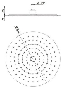 Душ верхний, стационарный, круглый, ультратонкий, 300мм, G 1/2, антикальц., (нерж.сталь), Paini ZZ Paini Универсал 50CR759UP30E