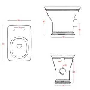 Унитаз напольный, пристенный 36х54см, без сиденья и бачка, горизонт.слив, крепёж в компл., (цв. белый), Civitas ZZ ArtСeram civitas CIV003 01; 00