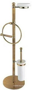 Гарнитур напольный свободностоящий, (ёрш закрытый, держатель для туалетной бумаги, мыльница), (цв. бронза / белая керамика),  ZZ Cezares Olimp OLIMP-WCS-02-M