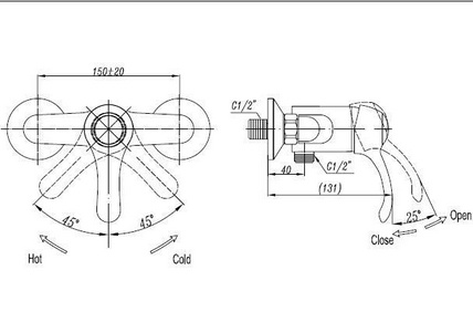 Смеситель для душа, (цв. золото),  ZZ Cezares Lira LIRA-C-DM-03