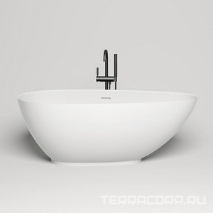 Ванна 1720х827хh622мм, отдельностоящая, литой камень S-Stone, матовая цв.белый, нажимной слив камень в цвет ванны,  Salini Paola 172 101512SM