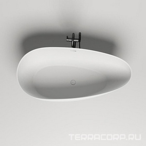 Ванна 1720х827хh622мм, отдельностоящая, литой камень S-Stone, матовая цв.белый, нажимной слив камень в цвет ванны,  Salini Paola 172 101512SM