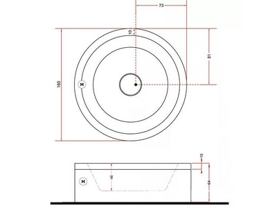 Ванна круглая 160*h64 на карскасе (без панели, с системой аэро/м.,эл.смеситель с выдв. ручн. душем, напол. воды снизу, слив-перелив в компл.),  ZZ Treesse Eos V846C+RUE+ERF