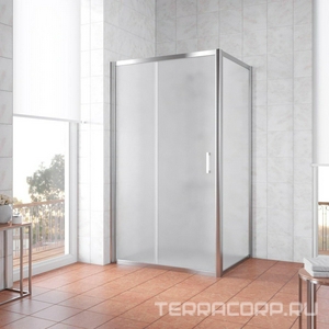 Душевое ограждение Z2P+ZPV, 200x100x1890 мм, профиль глянц. хром, стекло сатин с покрытием QuickNano ZZ Vegas Glass ZP+ZPV Z2P+ZPV 200*100 08 10/QuickNano