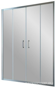 Дверь в нишу , 180x190 см, ручки knob, двухстворчатая раздвижная, профиль хром глянец, стекло прозрачное ZZ Vegas Glass Z2P Z2P180 08 01/knob