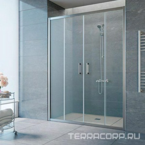 Дверь в нишу , 180x190 см, ручки knob, двухстворчатая раздвижная, профиль хром глянец, стекло прозрачное ZZ Vegas Glass Z2P Z2P180 08 01/knob