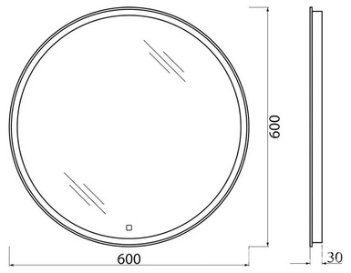 Зеркало 600х30мм, круглое с встроенным по периметру светильником и сенсорным выключателем, 12W, 220-240V, BelBagno BelBagno Универсал SPC-RNG-600-LED-TCH