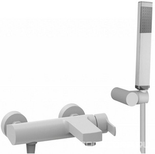 Смеситель для ванны, лейка, шланг, кронштейн в компл., (цв.белый матовый),  ZZ Cezares Ovest OVEST-VDM-BIO