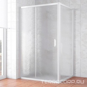 Душевое ограждение , 120*100*1900 мм, профиль белый, стекло "шиншилла", БЕЗ поддона ZZ Vegas Glass ZP+ZPV ZP+ZPV 120*100 01 02