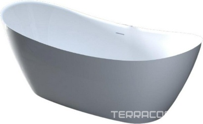 Ванна 1850х780хh720мм, отдельностоящая, литой камень Solix, матовая цв.белый, нажимной слив цв.хром, Noemi ZZ