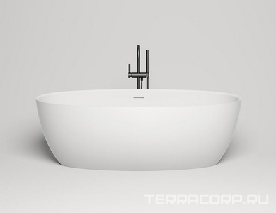 Ванна 1780х920хh580мм, отдельностоящая, литой камень S-Stone, матовый, донный клапан Up&Down цв.белый в компл.,  ZZ Salini Alda 101911SM