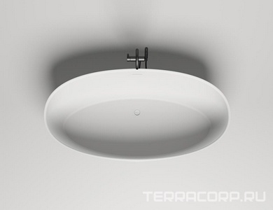 Ванна 1780х920хh580мм, отдельностоящая, литой камень S-Stone, матовый, донный клапан Up&Down цв.белый в компл.,  ZZ Salini Alda 101911SM