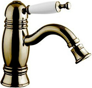 Смеситель для биде, с д/к, (цв. бронза, ручка цв. белый),  ZZ Gaia Canterbury RB 6325 BR