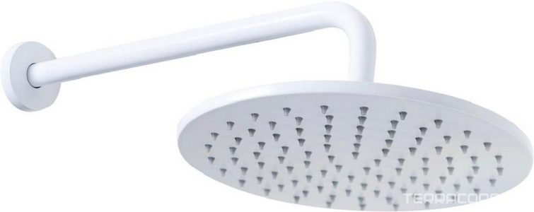 Душ верхний, стационарный, круглый d250мм, G 1/2, антикальц., стеновой кронштейн 350мм, (латунь цв.белый матовый), Cezares ZZ Cezares Porta PORTA-TDDR-BIO