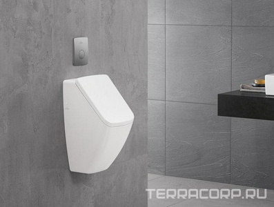 Писсуар 285x545x315мм, с защитой от брызг, скрытый подвод воды, крепёж в комп, с отверст. д/крепежа крышки, (цв.01 white),  ZZ Villeroy & Boch Venticello 5504R101