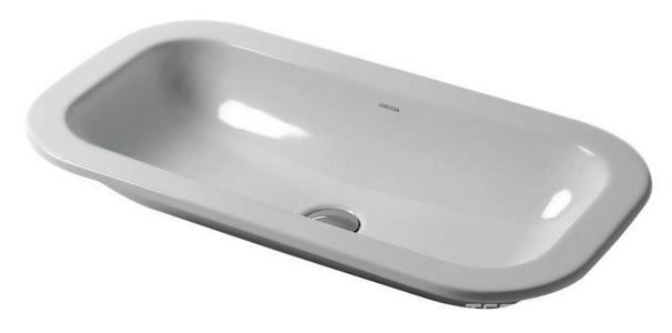 Раковина встраиваемая в столешницу снизу, без отв. для смесителя, без перелива, 60(69)х30(38)хh11,5(14)см, (цв. белый),  ZZ Azzurra Glaze GLLT06938000BI (GLZ 69x38/SP bi)