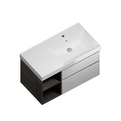 Тумба CUBO -90 см, правая, подвесная, 2 выдвижной ящик , цв. белый XX